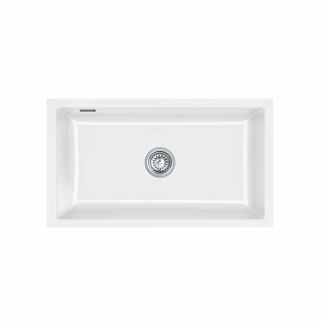 Mera 80 U keramik køkkenvask, Hvid m/krom afløb