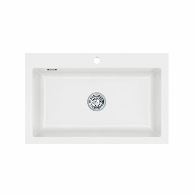 Mera 80 keramik køkkenvask, Mathvid m/krom afløb