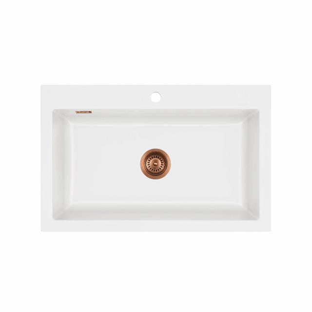 Mera 80 keramik køkkenvask, Mathvid m/kobber afløb