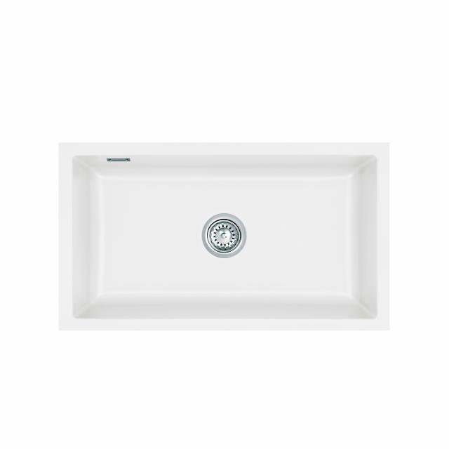 Mera 80 U keramik køkkenvask, Mathvid m/krom afløb