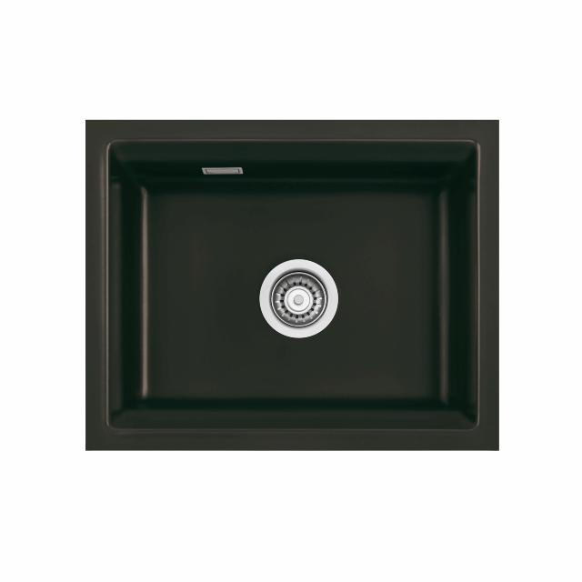 Kara 50 U keramik køkkenvask, Matsort m/krom afløb