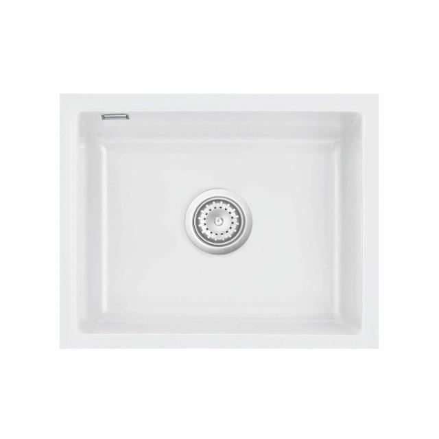 Mera 50 U keramik køkkenvask, Mathvid m/krom afløb
