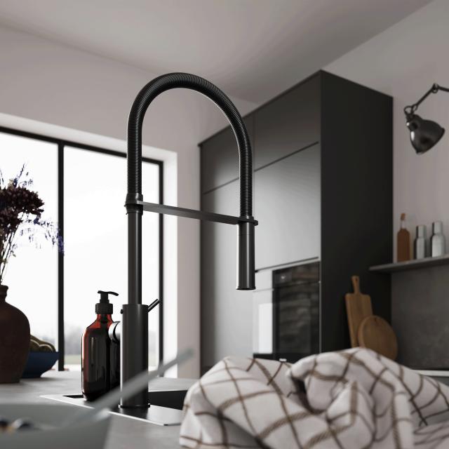 Kubus 020 køkkenarmatur m/udtræk, Matsort/matsort