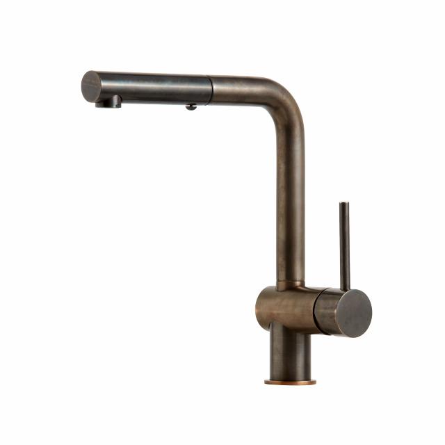 Kubus 040 køkkenarmatur m/udtræk, Bruneret massiv messing