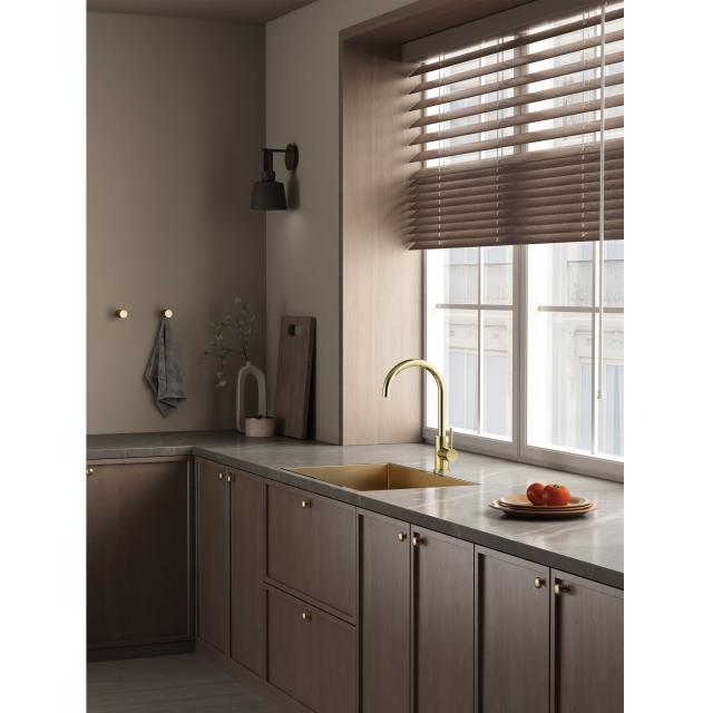 Kubus 140 RS Round køkkenarmatur, PVD Messing