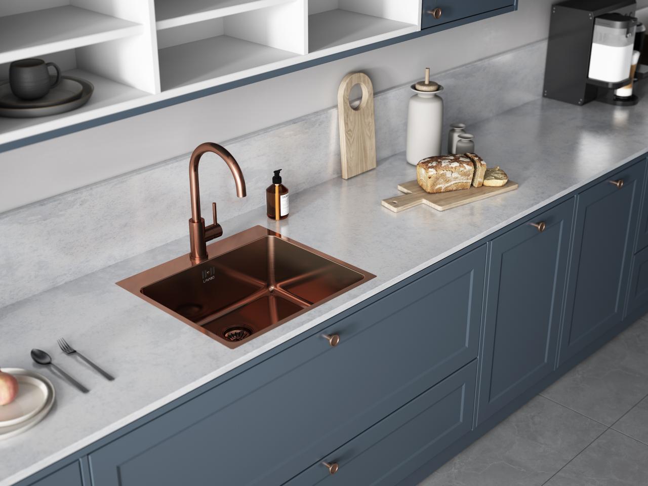 Kubus 140 RS Round køkkenarmatur, PVD Kobber