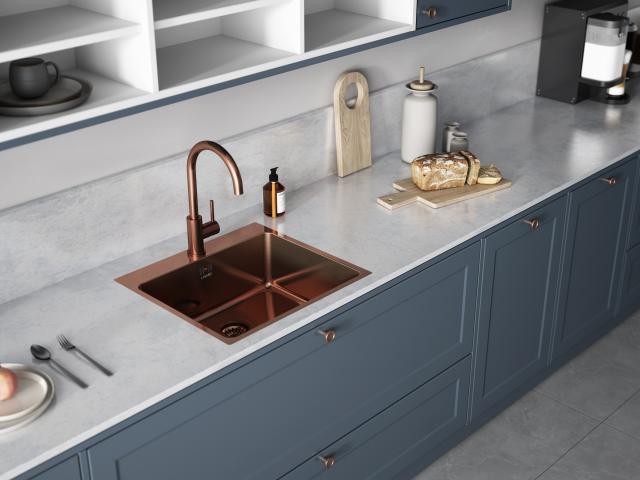 Kubus 140 RS Round køkkenarmatur, PVD Kobber