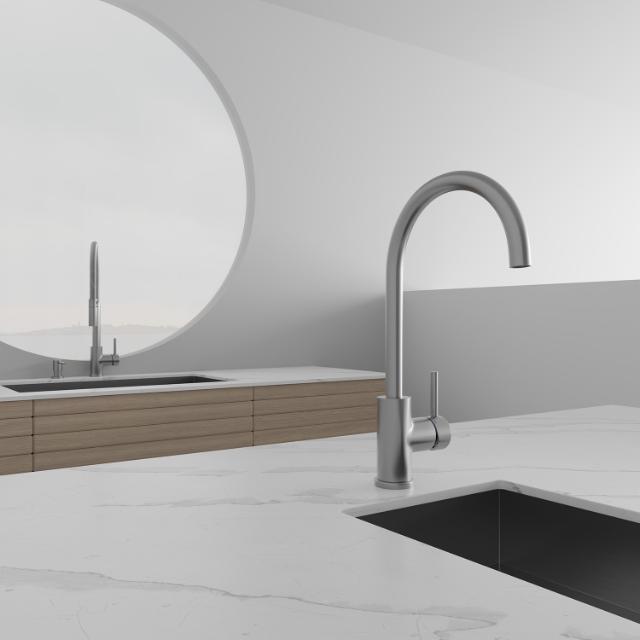 Primy Steel Curve køkkenarmatur, Rustfrit stål