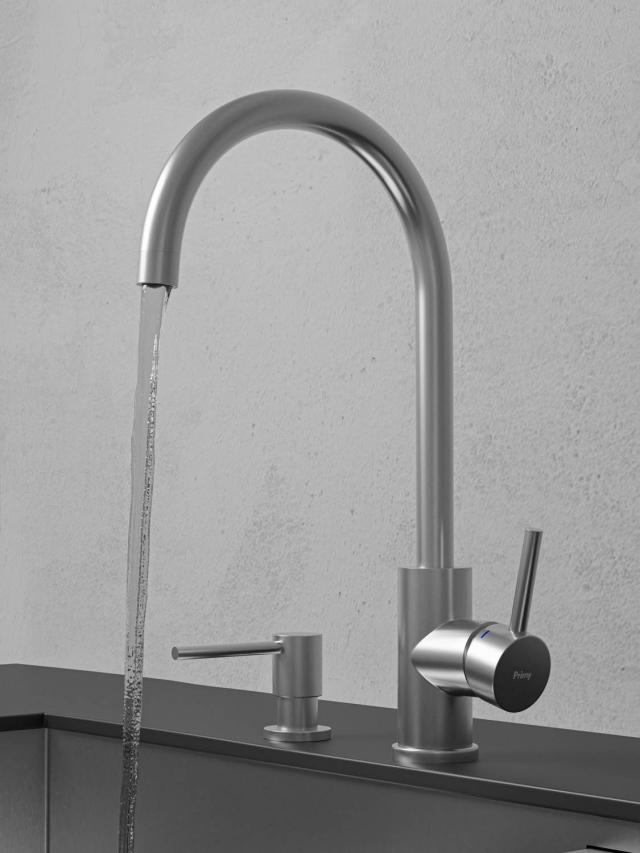 Primy Steel Curve køkkenarmatur, Rustfrit stål