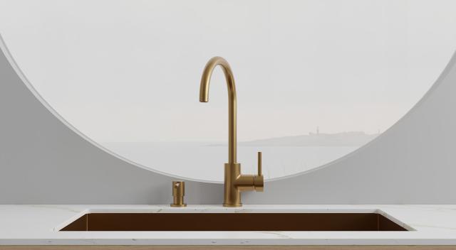 Primy Steel Curve køkkenarmatur, Sand