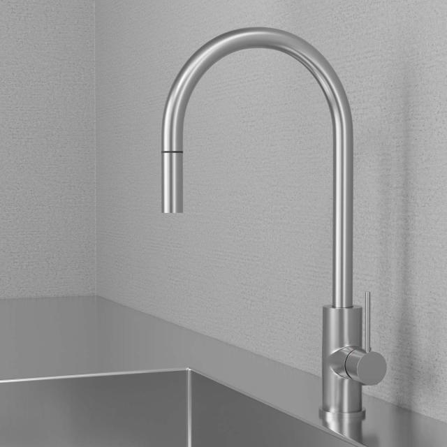 Primy Steel Accent køkkenarmatur m/udtrækstud SE-model, Rustfrit stål