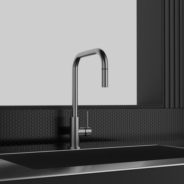 Primy Steel Accent Square køkkenarmatur, Rustfrit stål