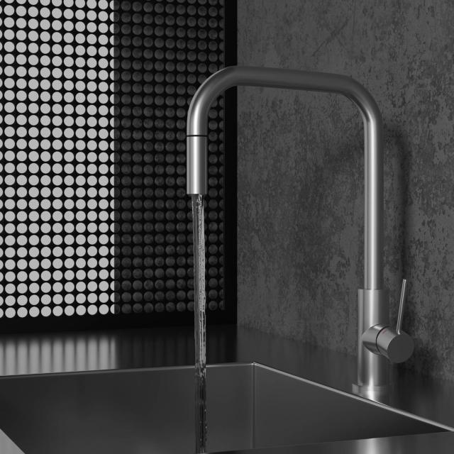 Primy Steel Accent Square køkkenarmatur, Rustfrit stål