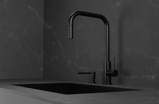 Primy Steel Accent Square køkkenarmatur, Shadow