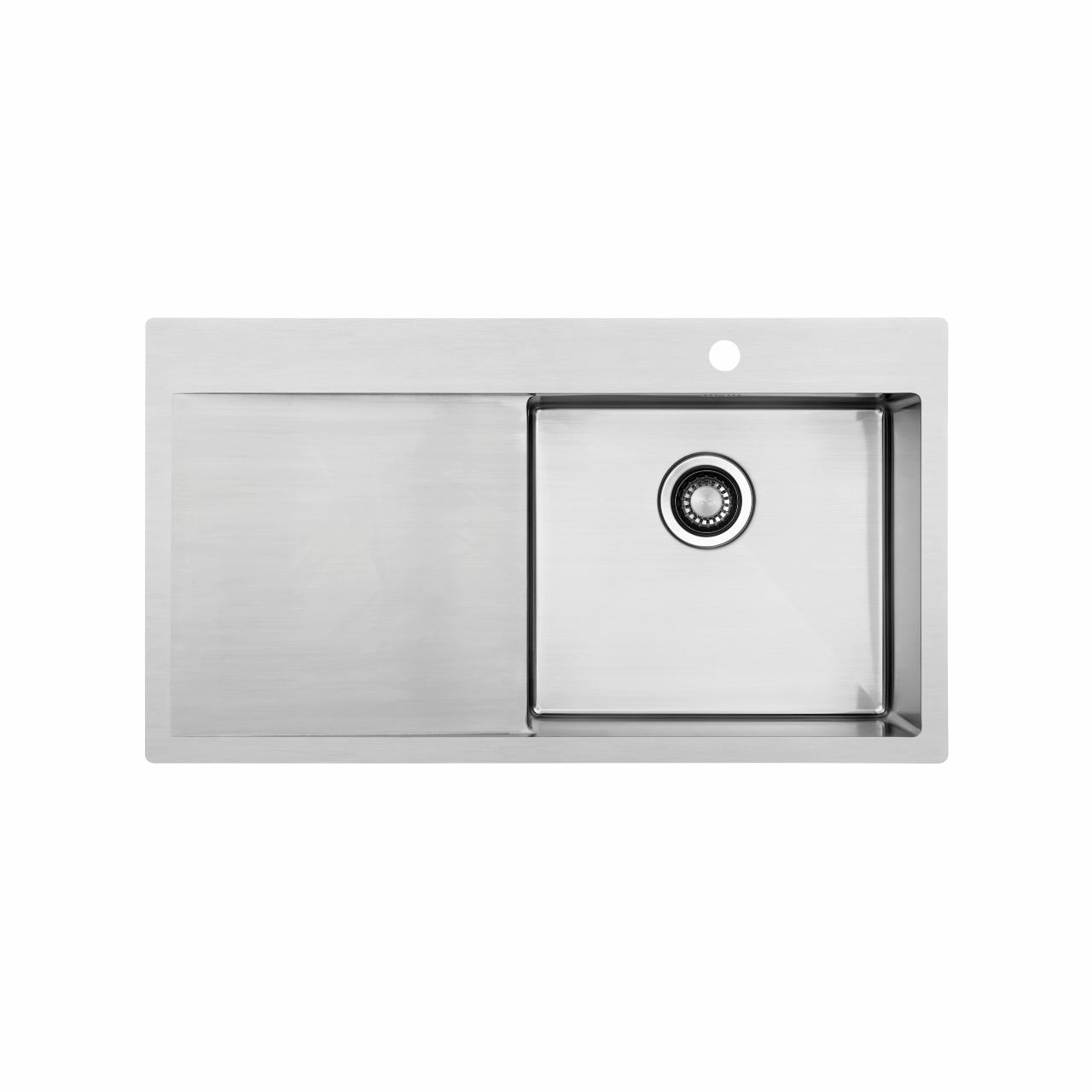 Kubus 900 R Soft køkkenvask m/bakke, Rustfrit stål