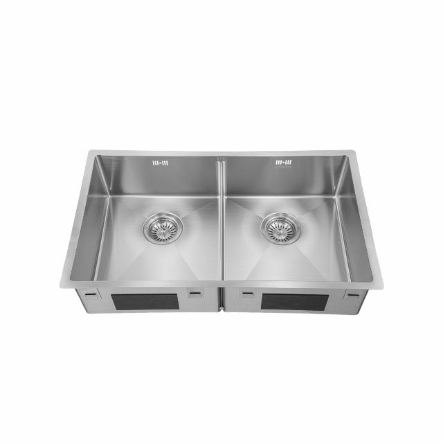 Kubus 740 Soft Slim dobbelt køkkenvask, Rustfrit stål