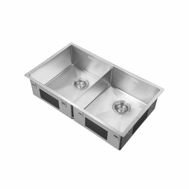 Kubus 740 Soft Slim dobbelt køkkenvask, Rustfrit stål