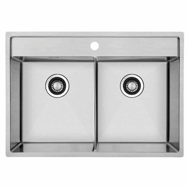Kubus 742 Soft Slim dobbelt køkkenvask, Rustfrit stål