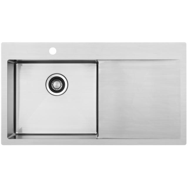 Kubus 900 L Soft køkkenvask m/bakke, Rustfrit stål 