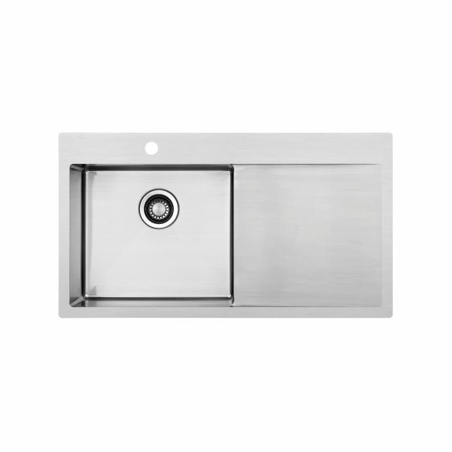 Kubus 900 L Soft køkkenvask m/bakke, Rustfrit stål 