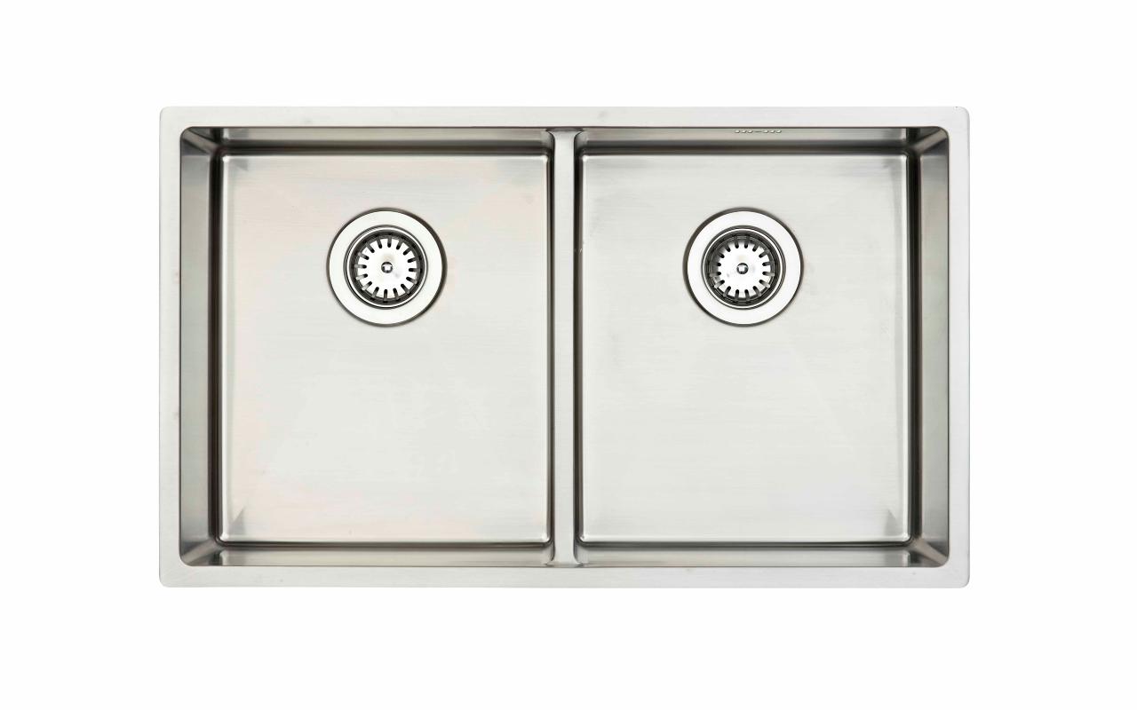 Kubus 840 Soft dobbelt køkkenvask m/lav midtervæg, Rustfrit stål