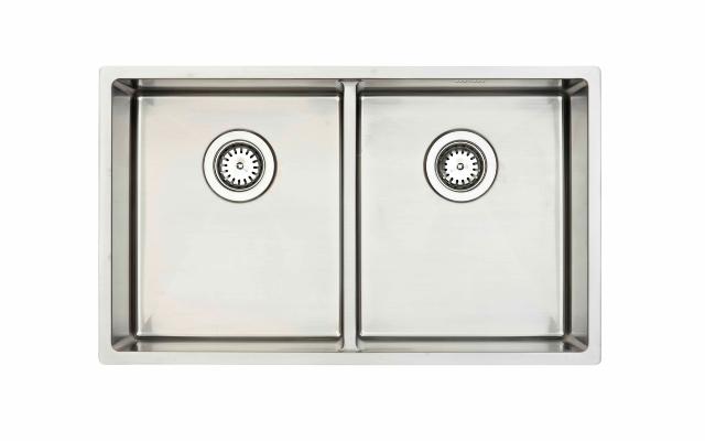 Kubus 840 Soft dobbelt køkkenvask m/lav midtervæg, Rustfrit stål