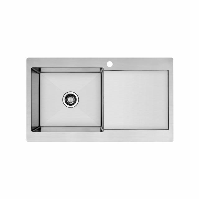 Kubus 90 L Soft køkkenvask m/bakke til højre, Rustfrit stål