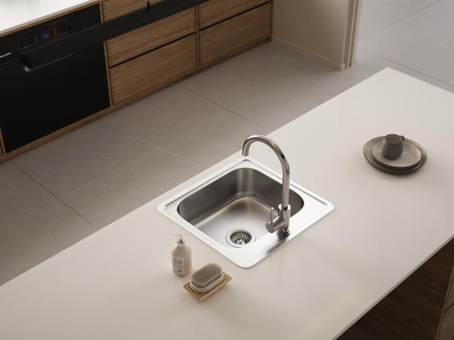 LA 410 køkkenvask 410x355, Rustfrit stål