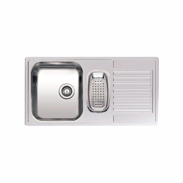 Centurio 1.5 (L) 1½ kumme køkkenvask m/bakke, Rustfrit stål