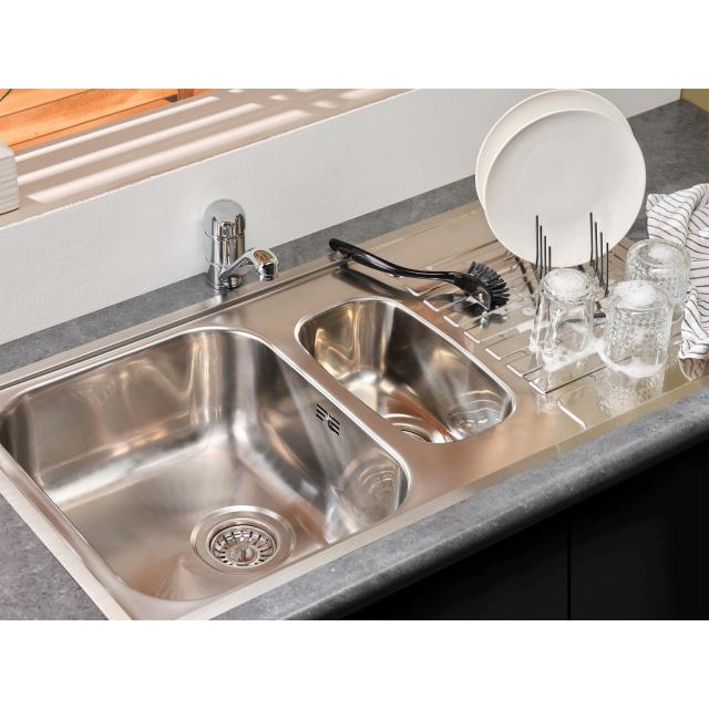 Centurio 1.5 (L) 1½ kumme køkkenvask m/bakke, Rustfrit stål