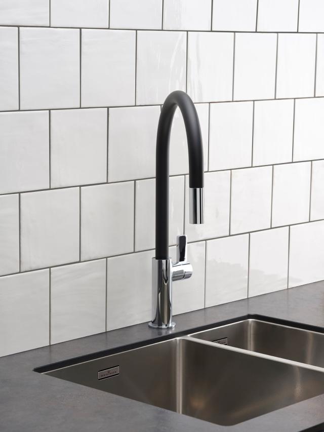 New York 34x40+18x40 (L) Comfort 1½ kumme køkkenvask, Rustfrit stål