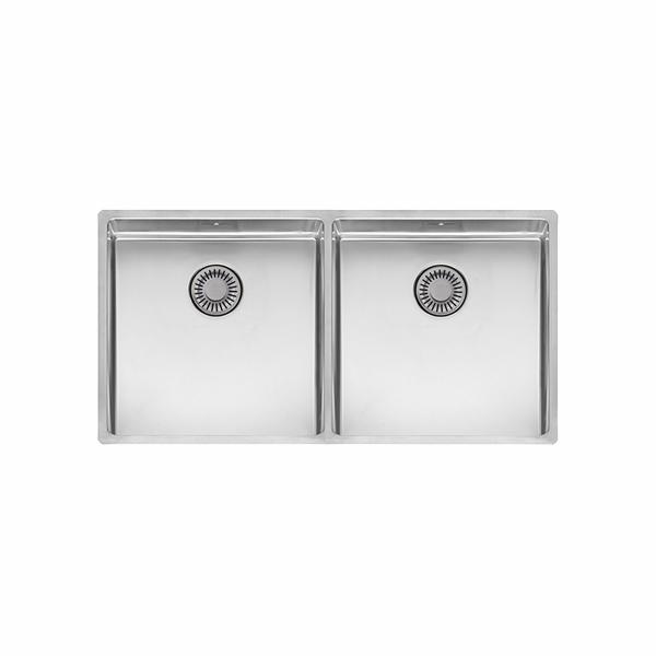 New York 40x40+40x40 (L) Comfort dobbelt køkkenvask, Rustfrit stål