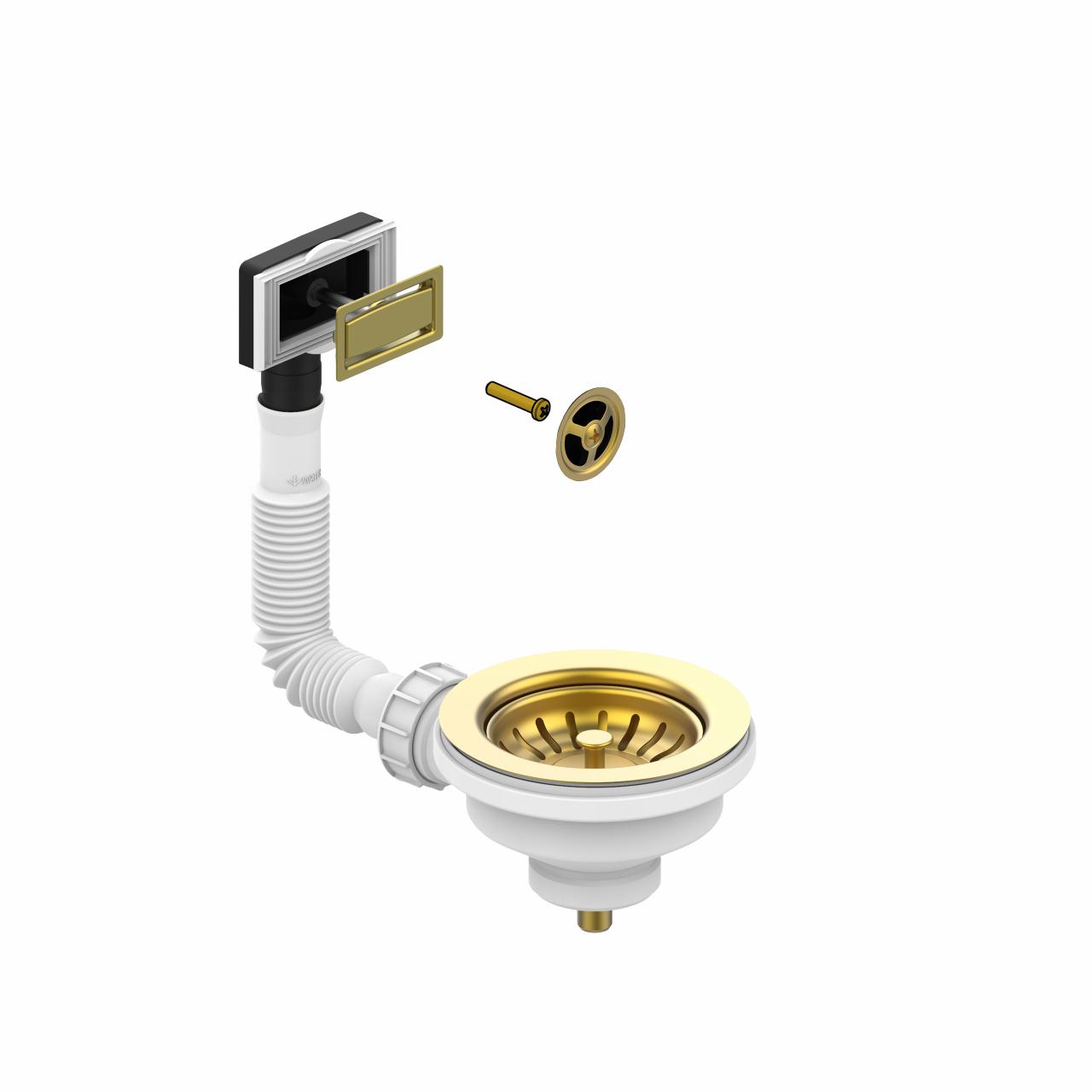 Universal bundventil m/overløb, Massiv messing