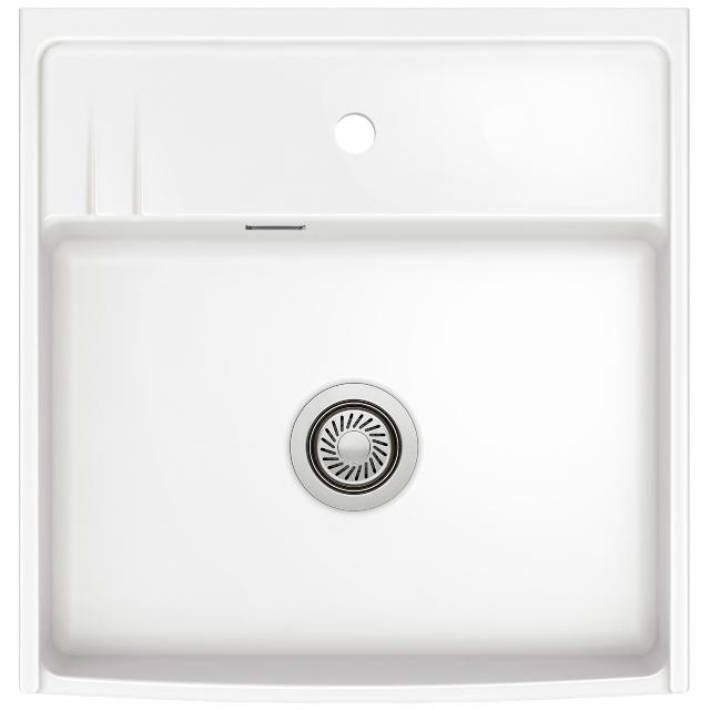 Kentro 60 keramik køkkenvask, Hvid m/krom afløb