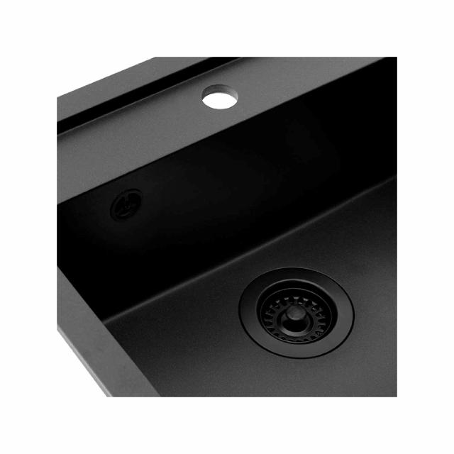 Jupiter 60 Komposit køkkenvask, Sort m/sort afløb