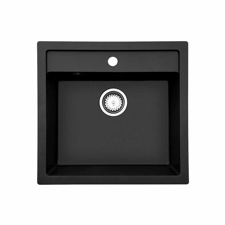 Jupiter 60 Komposit køkkenvask, Sort m/krom afløb