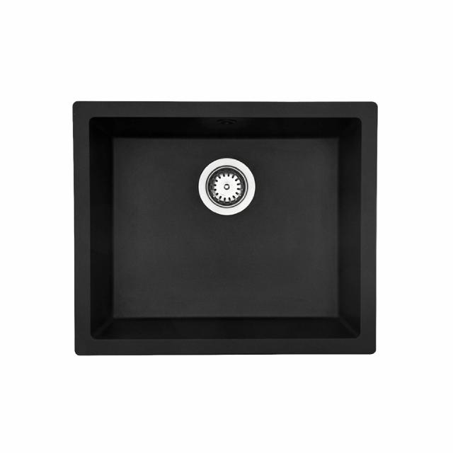 Jupiter 600 komposit køkkenvask, Sort m/krom afløb