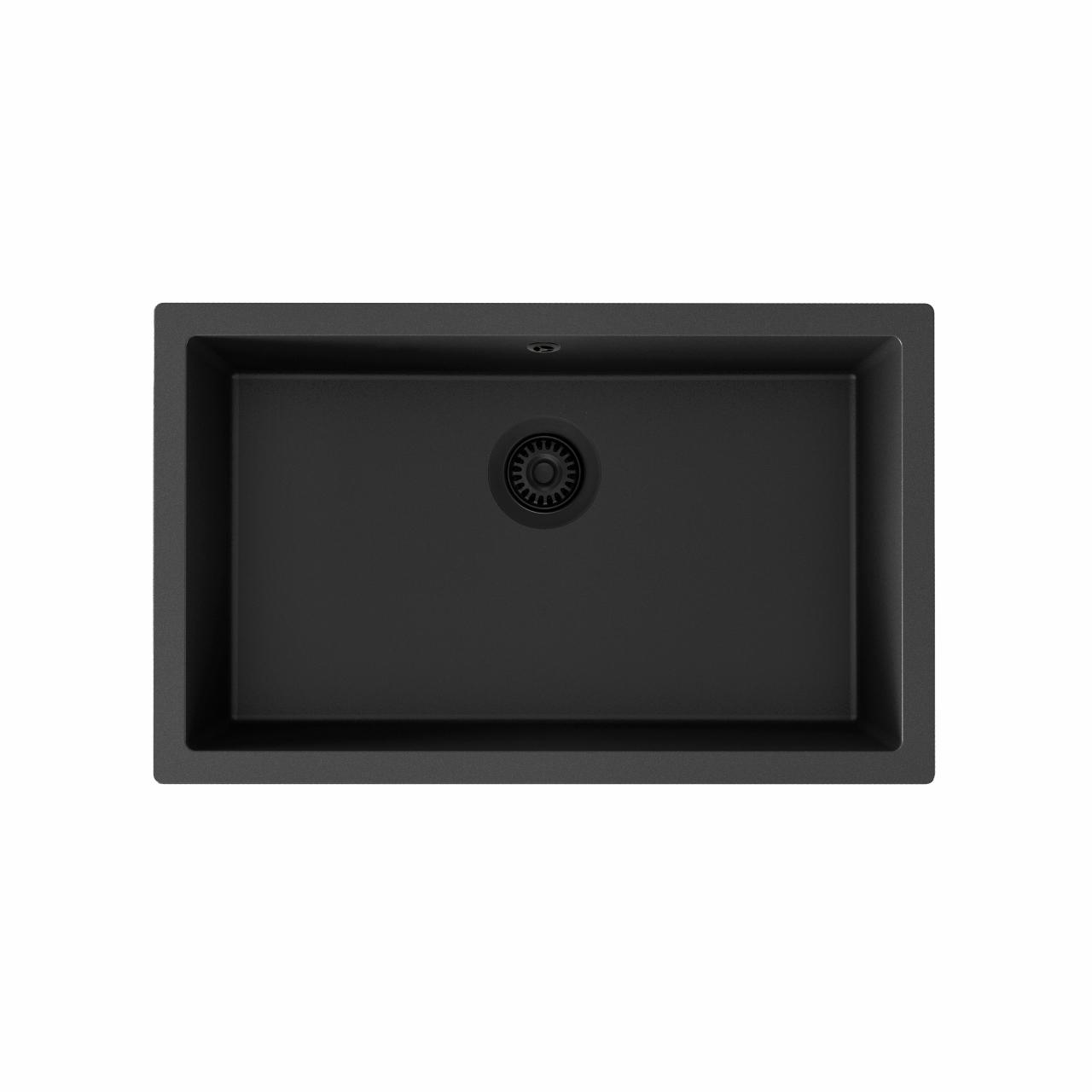 Jupiter 800 komposit køkkenvask, Sort m/sort PU afløb