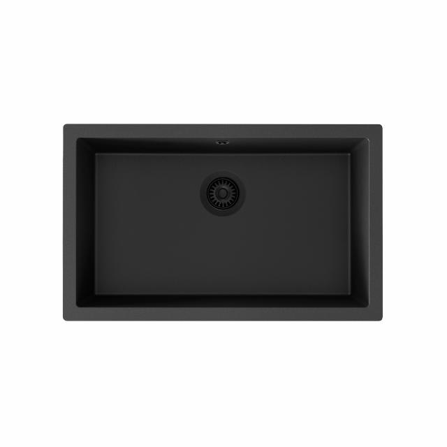Jupiter 800 komposit køkkenvask, Sort m/sort PU afløb