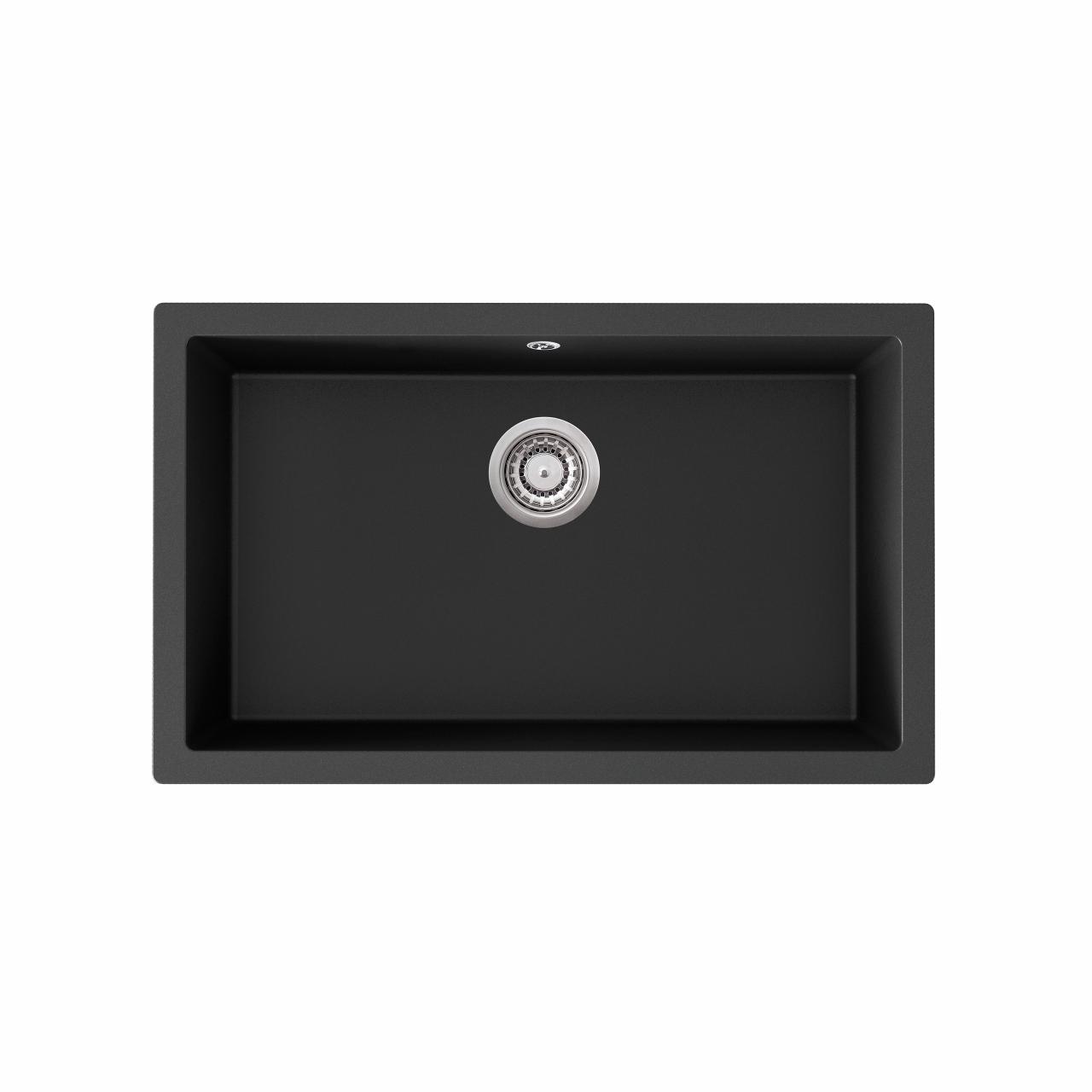 Jupiter 800 komposit køkkenvask, Sort m/krom afløb