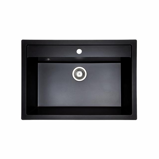 Jupiter 80 komposit køkkenvask, Sort m/krom afløb