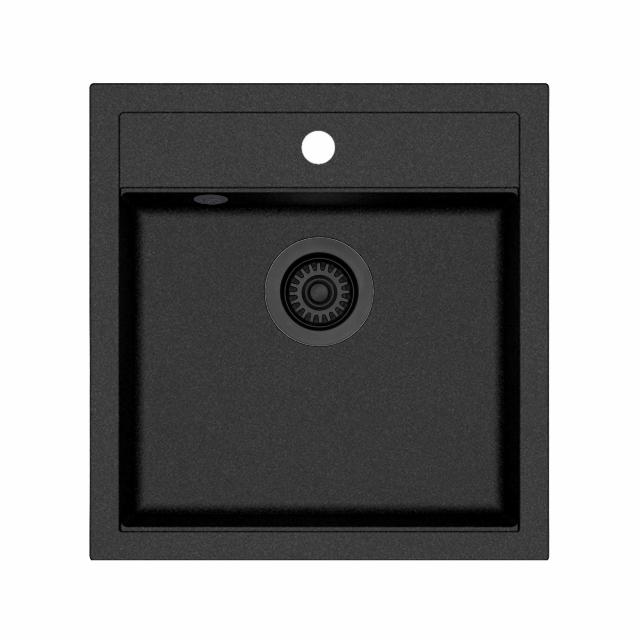 Jupiter 50 komposit køkkenvask, Sort m/sort afløb