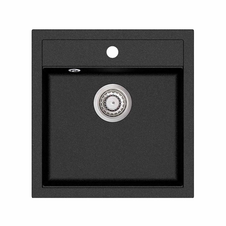 Jupiter 50 komposit køkkenvask, Sort m/krom afløb