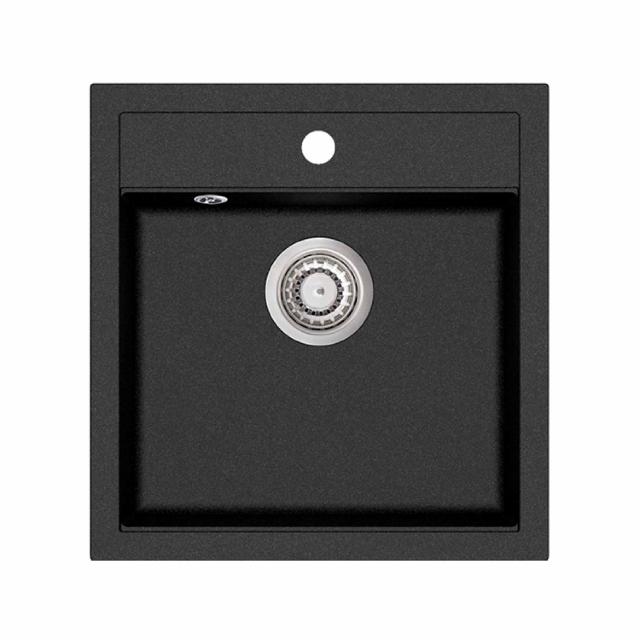 Jupiter 50 komposit køkkenvask, Sort m/krom afløb