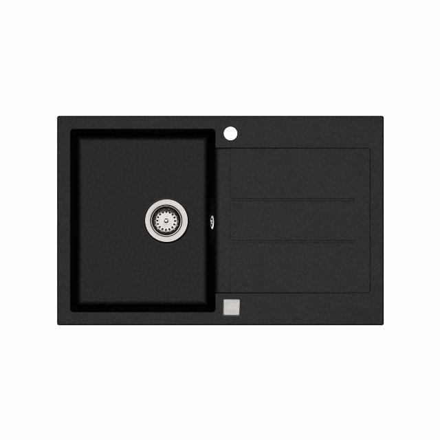 Saturn 780 komposit køkkenvask m/bakke, Sort m/krom afløb