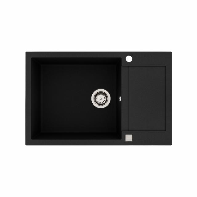 Saturn 790 komposit køkkenvask m/bakke, Sort m/krom afløb