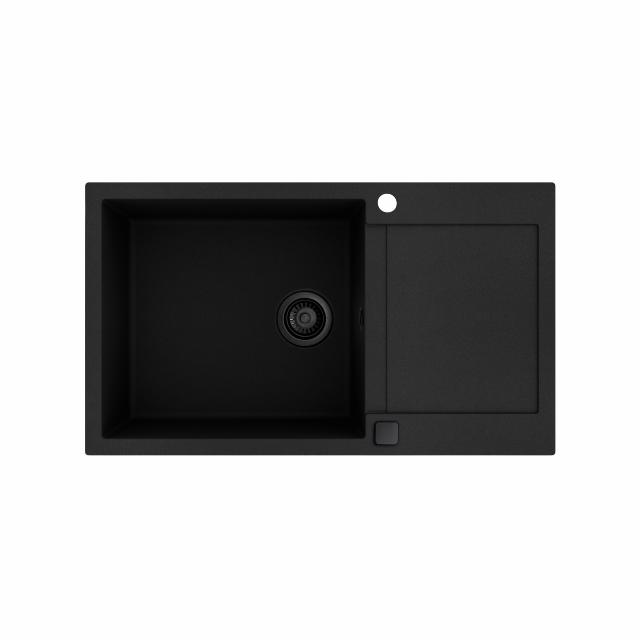 Saturn 860 komposit køkkenvask m/bakke, Sort m/sort afløb