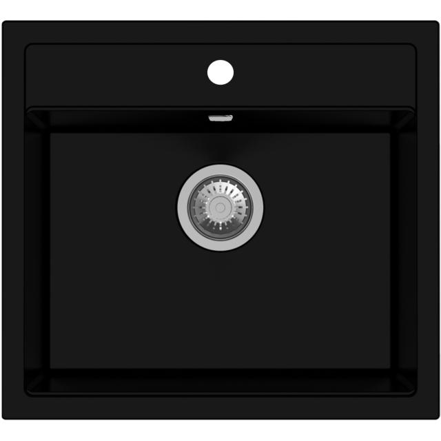 Venus Stone 60B køkkenvask, m/hanehul, Matsort m/krom afløb