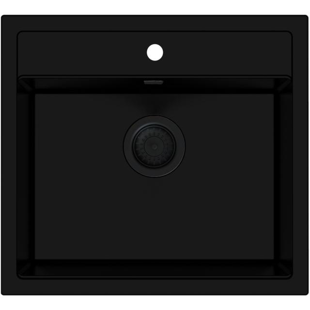 Venus Stone 60B køkkenvask, m/hanehul, Matsort m/sort afløb