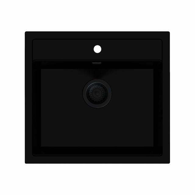 Venus Stone 60B køkkenvask, m/hanehul, Matsort m/sort afløb